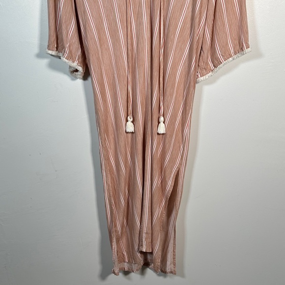 Beachgold Anthropologie Boho Cover Up Midi Dress S Lace Up Tassel - Picture 5 of 14